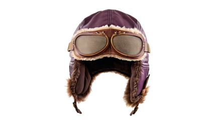 Vintage Leather Aviator Helmet with Goggles