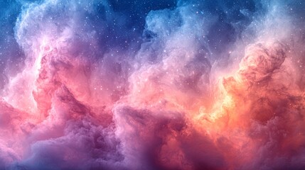 Fototapeta premium Breathtaking Artistry of a Colorful Sky Featuring Stars and Clouds Captured in a Stunning Fine Art Graphic Design Print