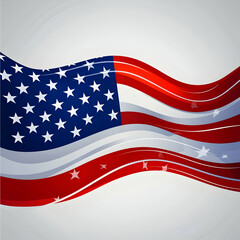 floating flag of America or USA on Happy independence day 4th July 