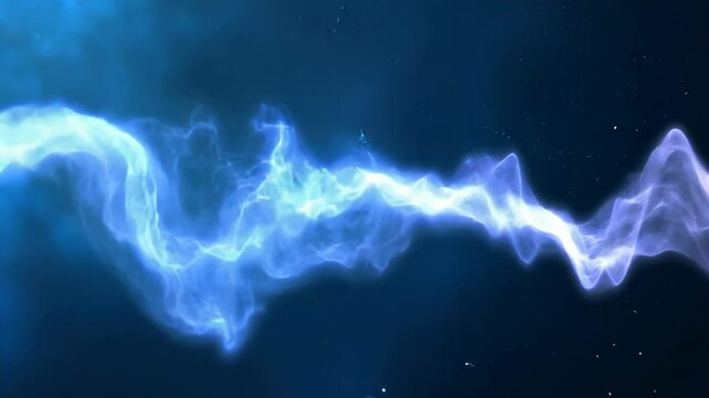Abstract cosmic nebula with swirling blue clouds and stars in deep space, creating a mystical and mesmerizing scene.