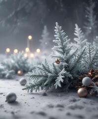 Frosty mist surrounds delicate Christmas elements ,  mist,  ornament,  frost