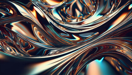 Liquid Chrome Metallic Refraction Art