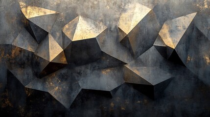 Abstract Metallic Crystals Gleam Darkly Subtle Light Play. AI Generated
