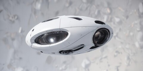 Futuristic pod hovering above a white surface,  hover,  technology,  abstract