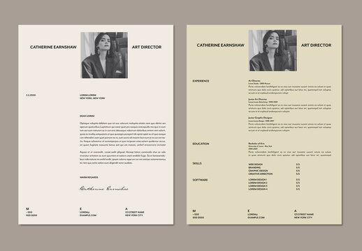 Simple Clean Minimalist Resume and Cover Letter Template Design with Photo
