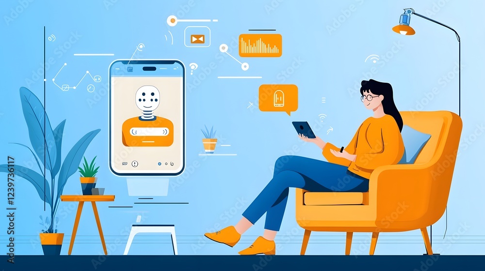 Leinwandbilder a user interacting with an ai powered chatbot in a modern smart home environment showcasing the conv