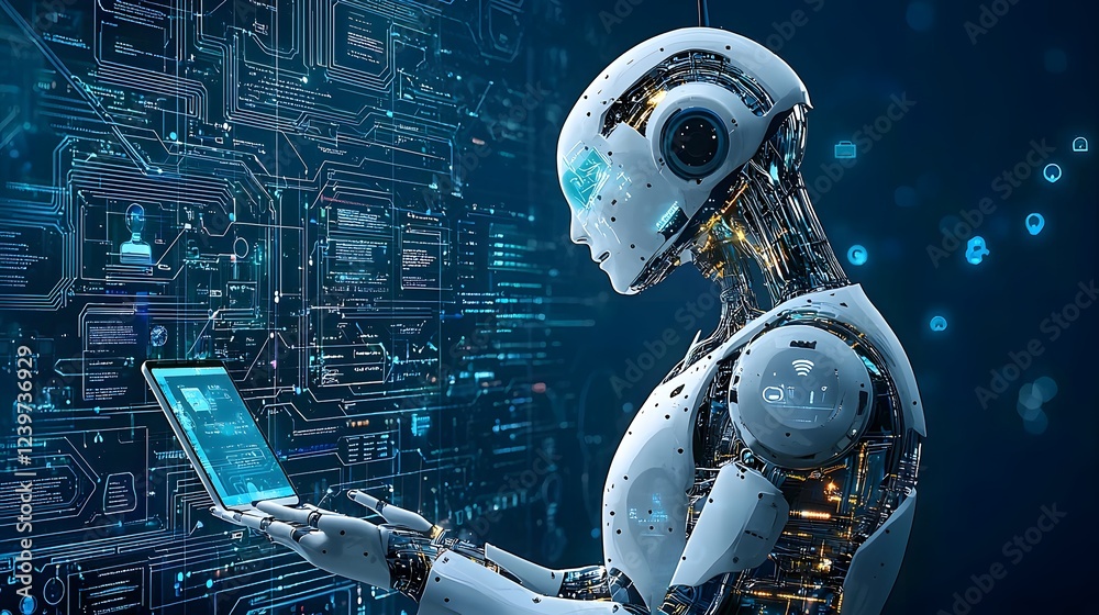 Leinwandbilder ai powered high tech customer engagement concept with intelligent chat solutions and futuristic digi