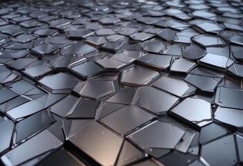 Obraz premium Geometric patterns on a futuristic metallic surface with subtle gradient effects, technology, modern, gradient
