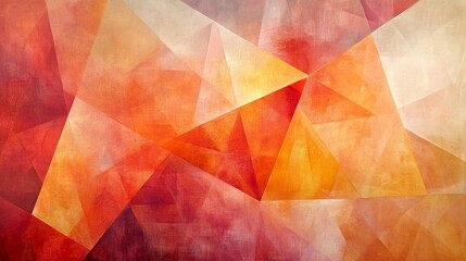 Abstract Warm Hues Geometric Triangle Canvas Art