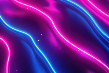 Fototapeta premium Smooth neon light waves in pink and blue creating an abstract futuristic flow