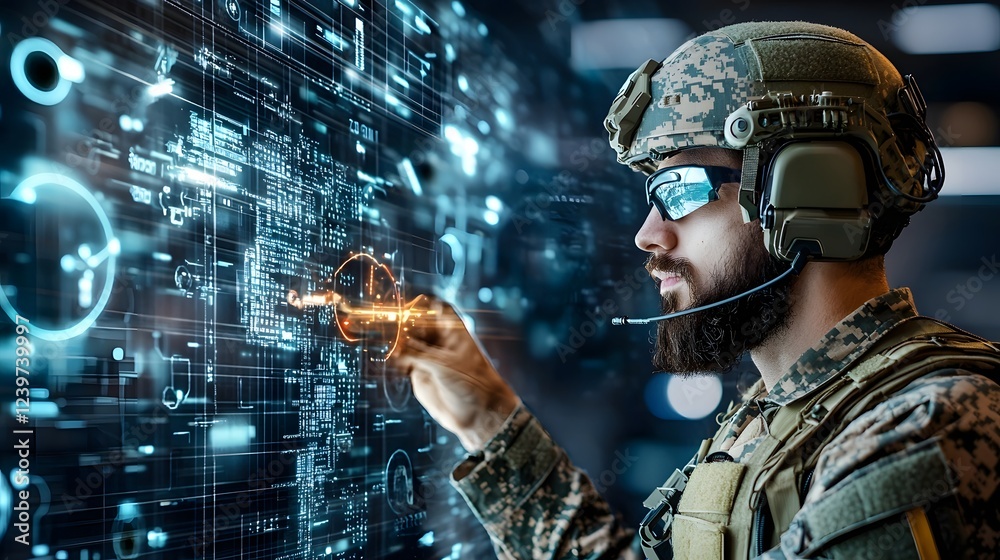 Poster Cyber warfare specialists utilizing advanced technology digital interfaces and hacking techniques to infiltrate and take control of enemy drone networks