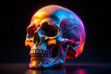 High-Detail 3D Rendered Skull Model, Isolated on Black Background, Close-up