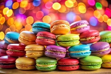 Vibrant Macarons Zoom Burst: Marketing & Branding Stock Photo