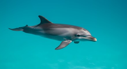 Obraz premium Striped Dolphin Swimming in Turquoise Ocean Waters