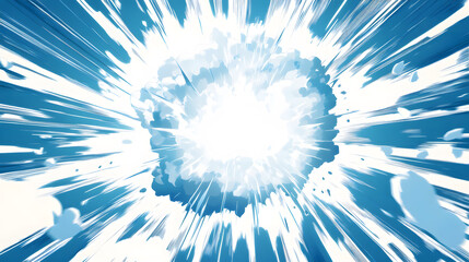 A powerful explosion of blue light in the sky, creating a bold and striking visual.