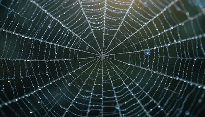 Dew Drops Adorn Intricate Spiderweb Design