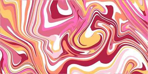 Warm Toned Abstract Fluid Marble Background. Abstract fluid marble pattern in warm pink, orange, and red tones with wavy swirls and a modern artistic feel