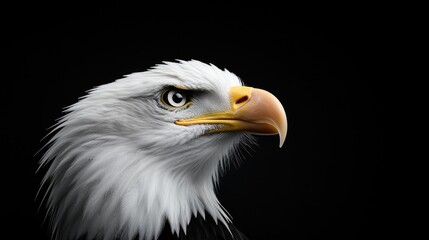 Fototapeta premium Majestic Bald Eagle Profile, Dark Background, Wildlife Photography, Nature