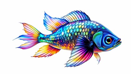 Fototapeta premium Vibrant Rainbow Fish Art Print Colorful Aquatic Life