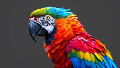 Obraz premium Vibrant Scarlet Macaw Parrot Close Up Colorful Feathers