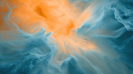 Naklejka premium Abstract Teal And Orange Swirling Cloudscape