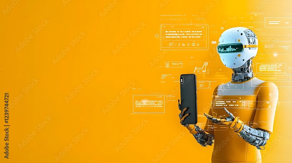 Leinwandbilder futuristic 3d holographic projection of an intelligence chatbot assistant displayed on a smartphone 