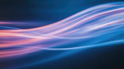 Fototapeta premium Abstract Pink and Blue Flowing Light Lines on Dark Background
