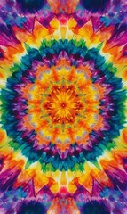 Vibrant Rainbow Tie Dye Mandala Design