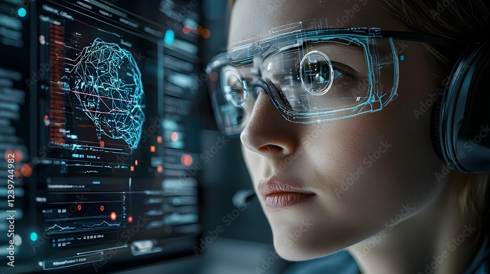 Leinwandbilder Futuristic AI Driven Identity Verification Dashboard with Advanced Data Analysis and Visualization Elements for Modern Financial and Security Applications