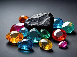 Gemstones on a Matte Black Surface