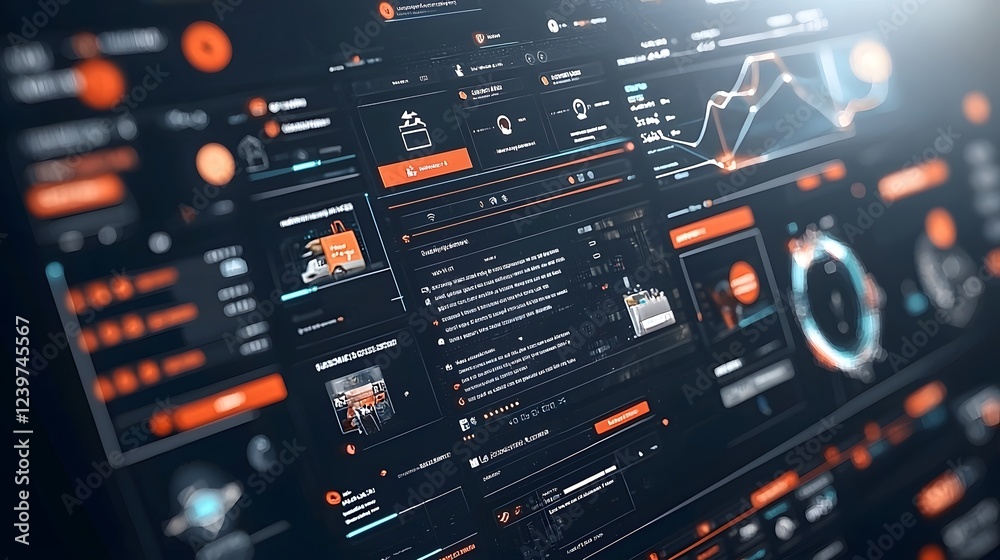 Leinwandbilder Futuristic and interactive digital user interface featuring data visualizations analytics and real time product ratings and reviews in a sleek modern and fluid design