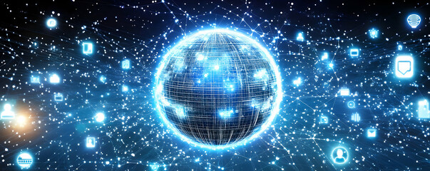 Obraz premium Global Network 3D Illustration