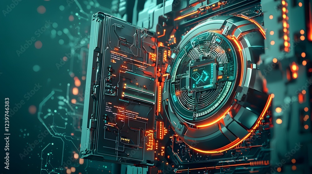 Poster Futuristic Blockchain Inspired KYC Security Verification System with High Tech Digital Interface for Identification Authentication and Data Processing
