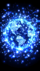 Obraz premium Glowing Blue Earth Abstract Background