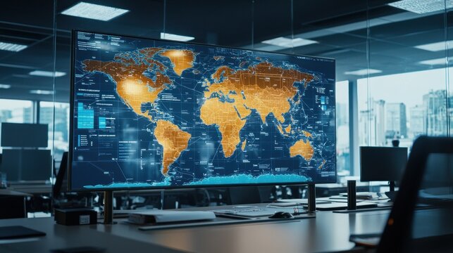 Global Network Data Visualization on Large Screen in Modern Office