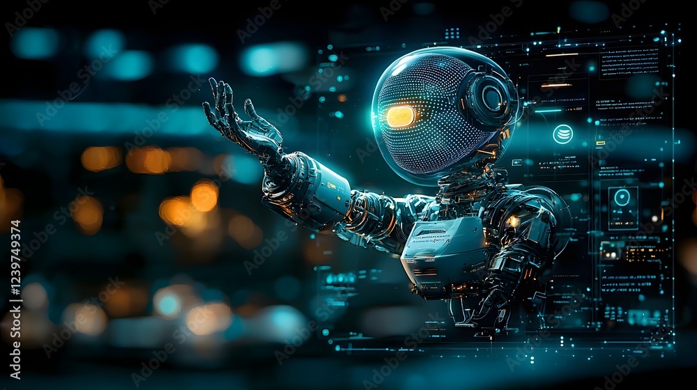Leinwandbilder holographic projection of an advanced virtual assistant floating in a futuristic digital interface w