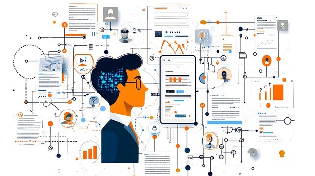 Innovative AI powered KYC compliance system featuring a smart data processing dashboard with intuitive infographic icons  designed for efficient financial data analysis and regulatory compliance