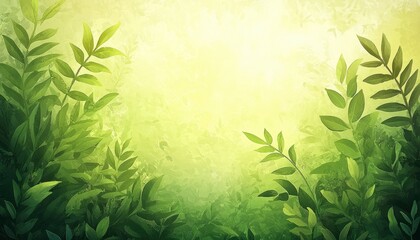 Lush Green Foliage Background With Bright Sunlight