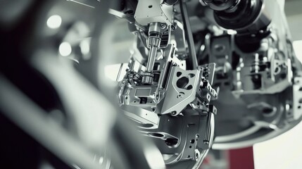 Fototapeta premium Precision Robotic Assembly: Automotive Manufacturing Close-up