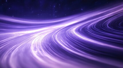 Abstract Cosmic Swirls Purple and White Glowing Light Trails on Dark Starry Background
