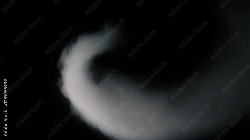 Poster wispy white smoke creating mesmerizing trail effect against dark background, showcasing dynamic move