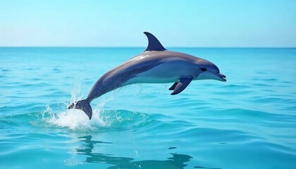 Fototapeta premium Dolphin Leaping Gracefully in the Ocean