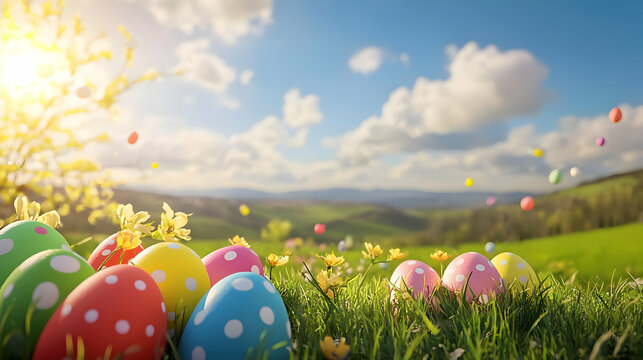 easter eggs in the grass