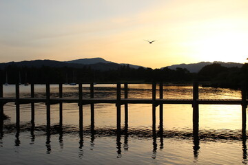 Fototapeta premium sunset over the lake