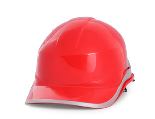 Protective hardhat isolated on white. Safety equipment