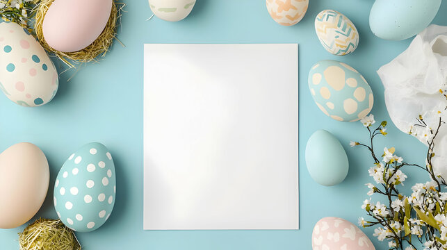easter greeting card with eggs