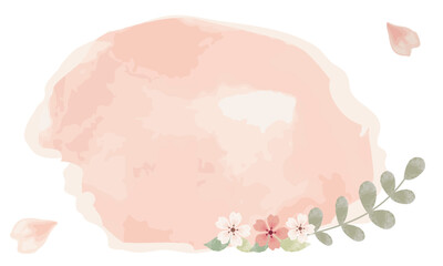 桜をあしらったピンクの水彩テクスチャのフレーム