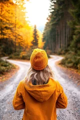 Young woman at a forest crossroads feeling uncertain about her path in natures bright embrace © Евгения Рубцова
