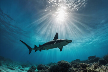 Fototapeta premium shark and diver