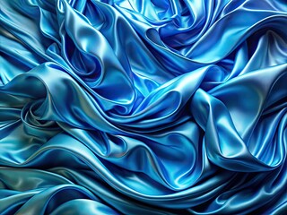 Obraz premium Abstract blue wave background; flowing silk texture, serene ocean banner.